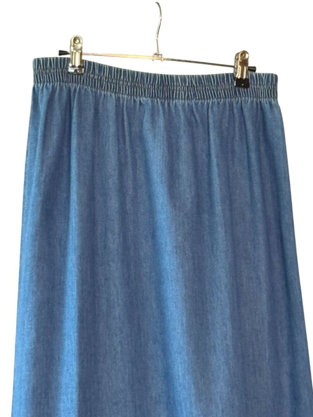 Vintage CMC Color Me Cotton Denim Maxi Skirt Size M Blue Elastic Waist Made in U - Picture 2 of 8